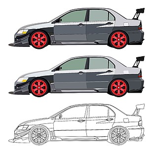 時尚跑車汽車立面插畫