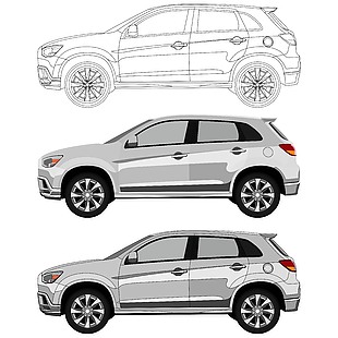 灰色時尚越野車立面插圖