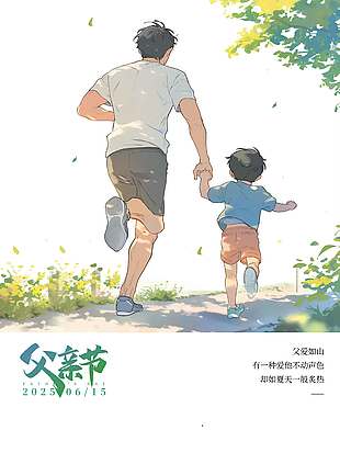 創意卡通溫馨背景涂鴉風父親節宣傳海報