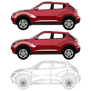 紅色時尚汽車立面插圖