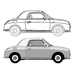 灰色高級老爺車轎車插畫