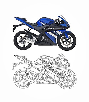藍色炫酷機車摩托車插圖