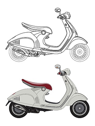 復古時尚電動車立面插圖