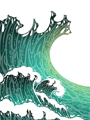 恢弘壯觀海洋景觀海浪插畫