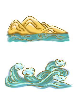 手繪自然景觀海浪裝飾插畫
