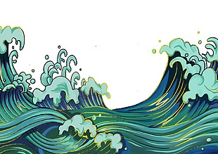 深邃壯闊海浪裝飾插畫