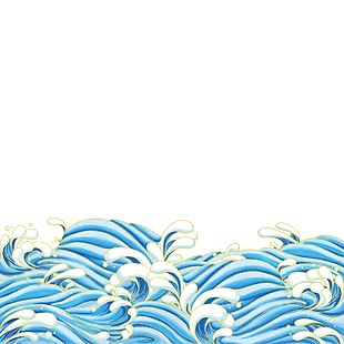 藍色唯美海浪涌動插畫