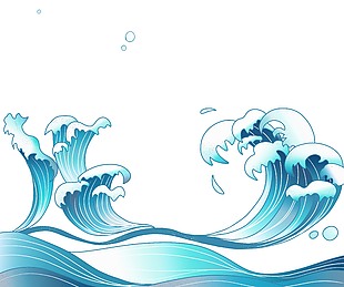 藍色清新海洋海浪裝飾圖案