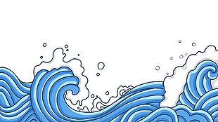 創(chuàng)意手繪海浪裝飾插畫