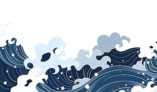 深邃蓝色海浪装饰图案
