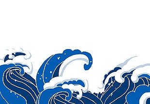 国潮风蓝色海洋主题插画