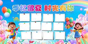 季憶留夏時光有你創意彩色背景照片墻展板