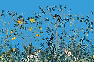 月夜熱帶雨林風(fēng)景插畫(huà)