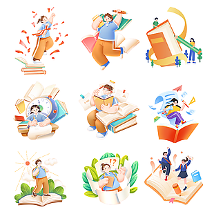 卡通風(fēng)格兒童閱讀合集插畫(huà)設(shè)計(jì)