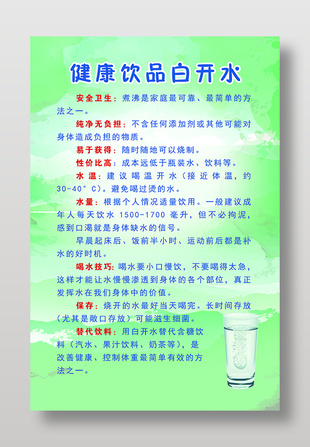 健康飲品白開水科普宣傳海報