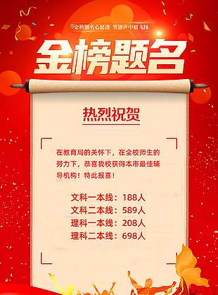 紅色錦鯉簡單喜慶高考喜報海報