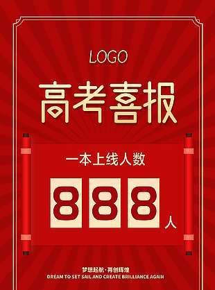 夢(mèng)想起航紅色簡(jiǎn)約高考喜報(bào)海報(bào)