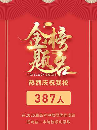 喜慶唯美紅色高考喜報宣傳海報