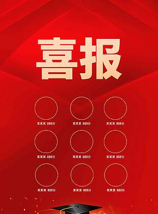 簡單經典紅色喜慶高考喜報海報