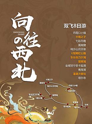 古典敦煌飛天西北旅游海報