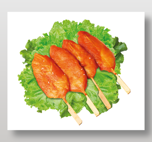 雞肉生菜雞柳組合食物插畫