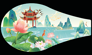 中國風唯美山水插畫