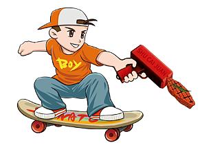 簡單滑板少年插畫