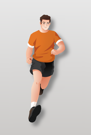 卡通人物跑步插画