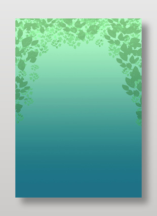 蓝色渐变树叶边框背景