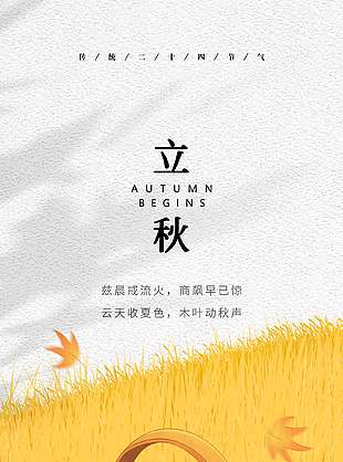 卡通可爱二十四节气立秋海报