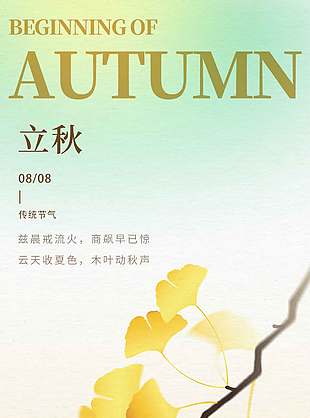 雅致唯美传统立秋节气海报