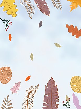 小清新树叶背景秋天插画