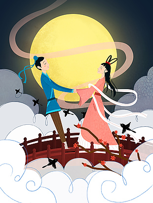 浪漫牛郎织女七夕节日海报