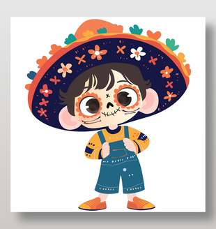 万圣节主题节日装扮卡通形象插画