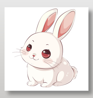 卡通萌宠小白兔扁平插画设计