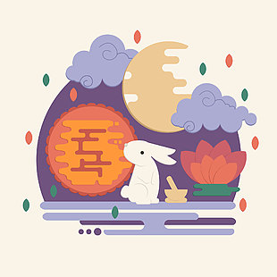 卡通可爱兔子月饼盒装饰设计