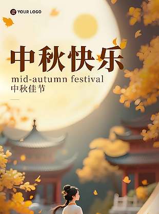 雅致清新中国传统中秋节海报