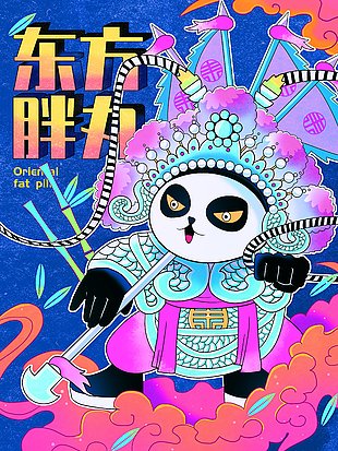 国潮风京剧熊猫文化海报