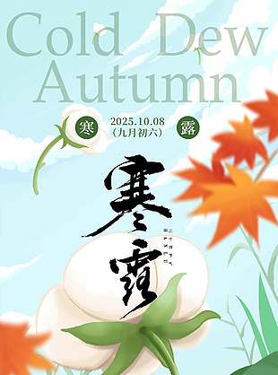 唯美诗意中国传统寒露节气海报