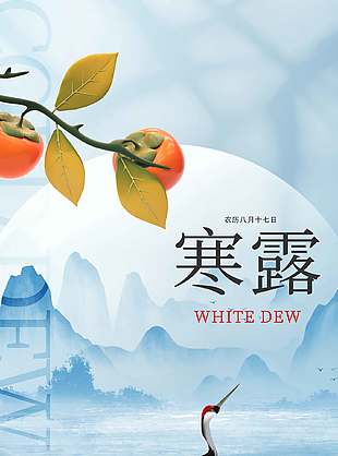 夜露凝霜传统二十四节气寒露海报