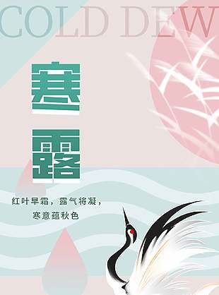 寒意秋韵中国传统寒露节气海报