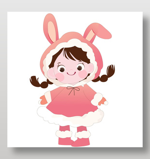 可愛小兔子裝扮卡通動物卡片兒童插畫