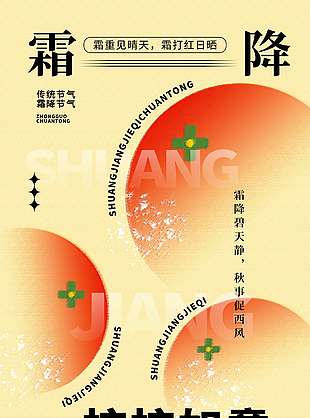 柿柿如意傳統(tǒng)節(jié)氣霜降海報