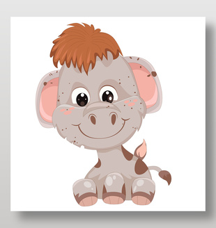 卡通風可愛小象看圖識物動物卡片教育插畫