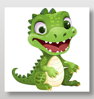 卡通風(fēng)可愛小鱷魚看圖識(shí)物動(dòng)物卡片教育插畫