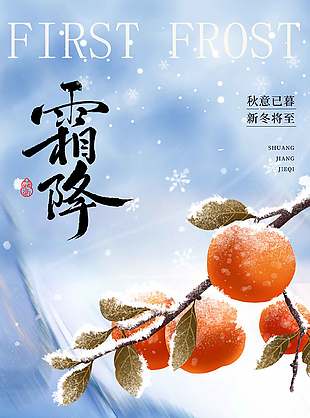 秋意已暮傳統二十四節氣霜降海報