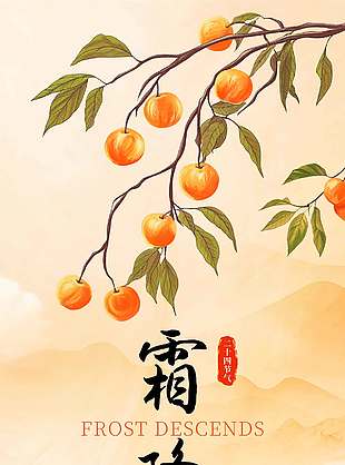 秋季豐收季霜降節(jié)氣海報