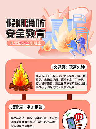兒童假期消防安全教育宣傳海報