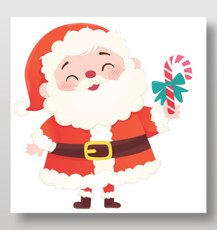 圣誕節圣誕老人拿糖果開心大笑節日插畫