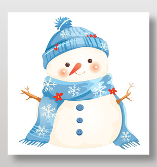 卡通風圣誕節冰雪主題雪人插畫設計